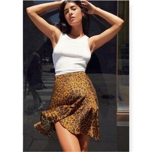 Nation LTD Claire Bias Leopard Print Ruffle Hem Mini Skirt Womens Size M